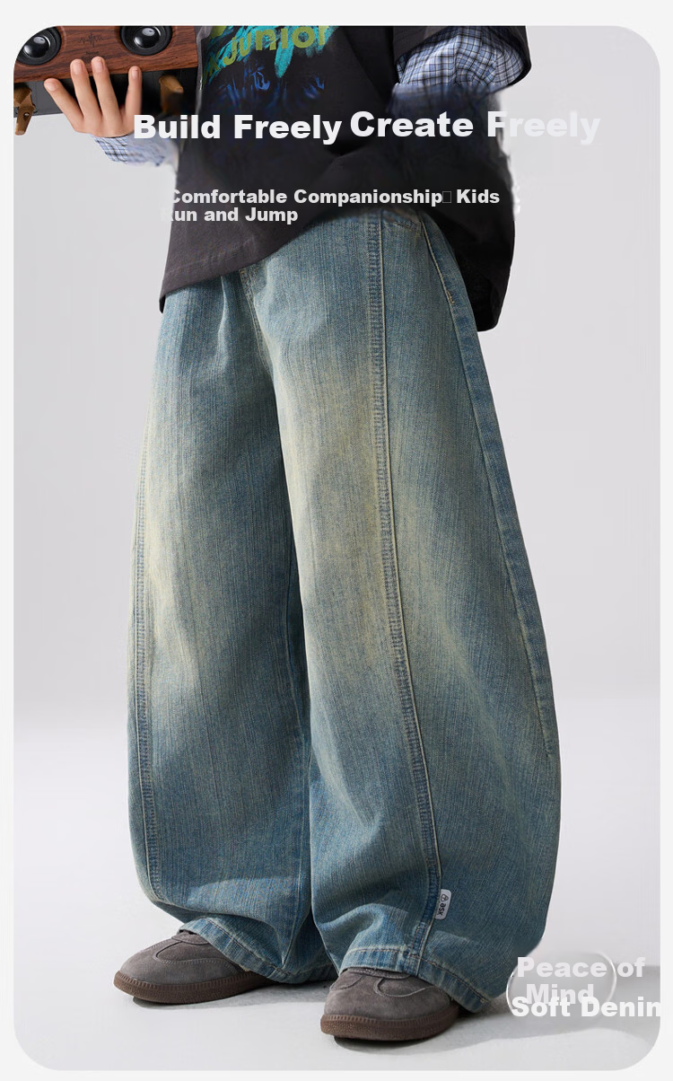 ASK JUNIOR Kids Boys Spring Denim Jeans Vintage American Style Pants Denim Blue 170 1