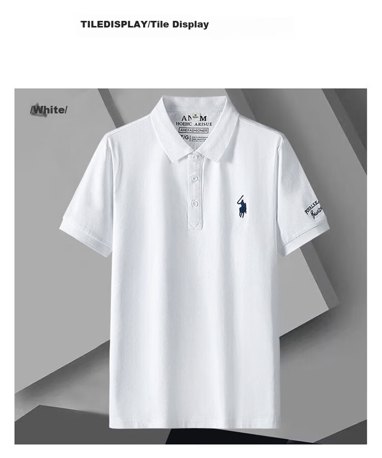 I'M DAVID Men's Summer Lightweight Breathable Polo Shirt Business Embroidered Short Sleeve T-Shirt Light Gray M 7