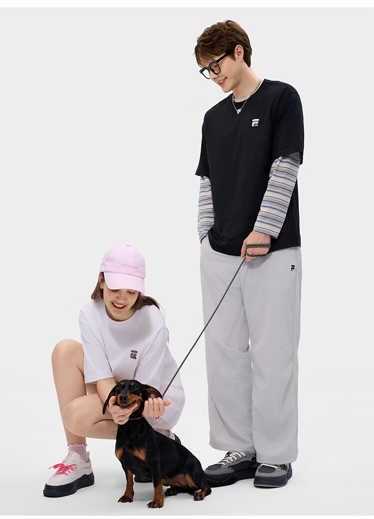 FILA FUSION Trendy Couple Short Sleeve T-Shirt 26 Summer Cute Pet Cool Loose Half Sleeve Top 11