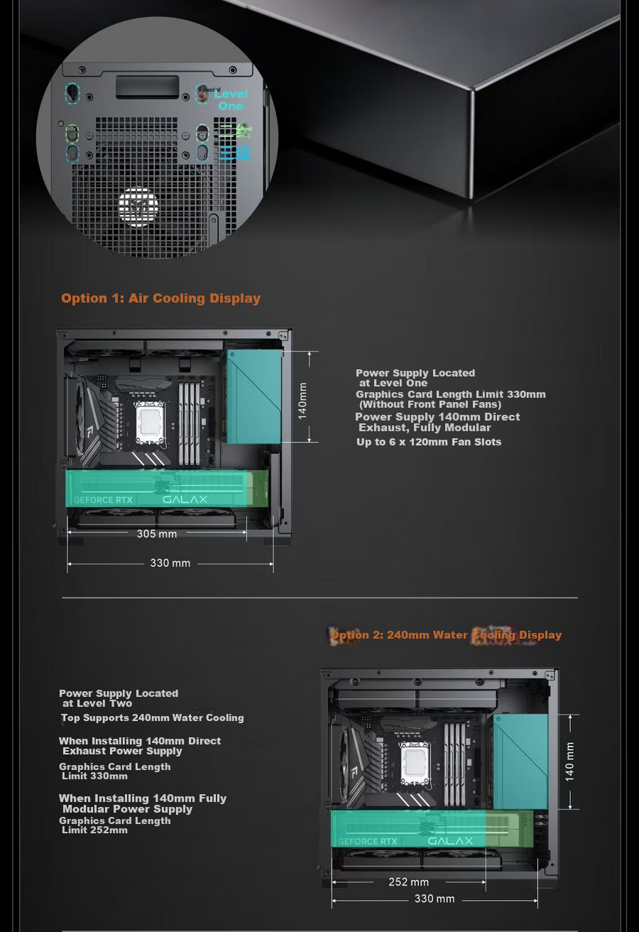 GALAX Metal Master T240 Laptop Case (Portable M-ATX/Reinforced Handle/240mm Radiator/178mm Air Cooling/ATX Power Supply/Long Graphics Card/About 23L) 12