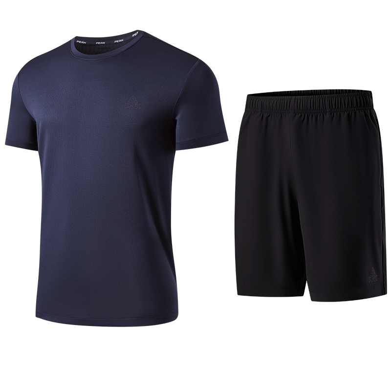 Peak Quick-Dry Men's Sports Set Summer Running Casual Breathable Badminton Two-Piece Short Sleeve and Shorts DF152007