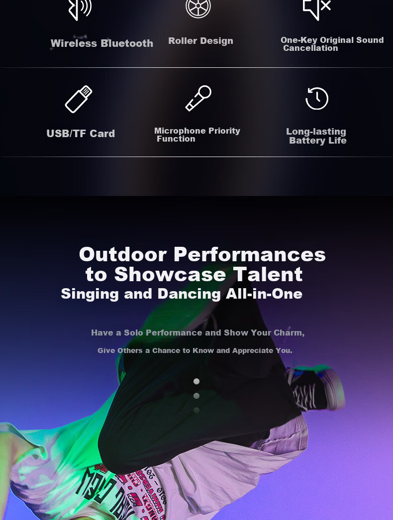 HYUNDAI 12-inch High-Power Square Dance Speaker Portable Trolley Outdoor Bluetooth Stage Speaker with Microphone for Karaoke Performance and Hosting 3