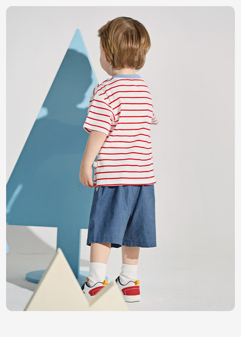 DAVE & BELLA Summer Boys Moisture-Wicking Quick-Dry Cotton T-Shirt Baby Cotton Top Children's Base Shirt 6