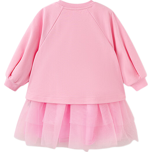 BALABALA 【balaOne】 Kids Girls Dress 2026 New Spring Sweatshirt Mesh Skirt Splice Princess