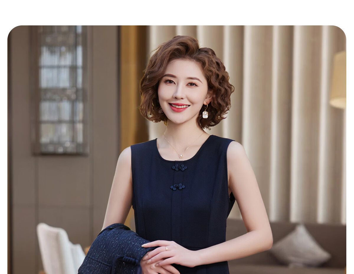 Yuzhaolin Middle-aged and Elderly Women's New Year Red Mom Dress Set Elegant Lady Formal Outfit Y51K109 18