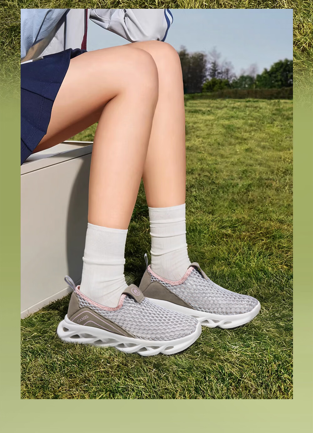 Camel Brand Women's Casual Breathable Sports Walking Shoes Mother's Day Gift P26M391025 Light Gray/Pink Size 36 11