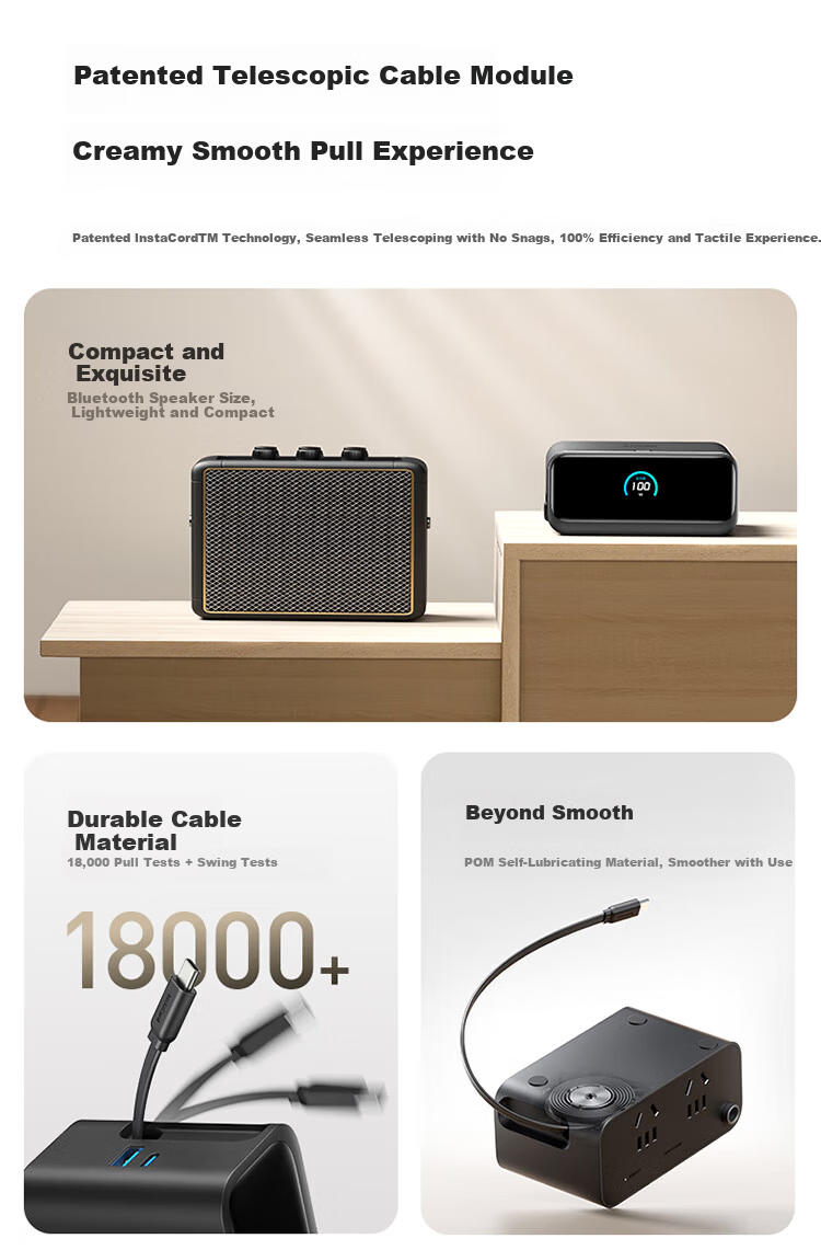 ANKER 100W Desktop Charging Station Mix with Retractable Data Cable GaN Type-C Charger Compatible with Huawei 66W Fast Charge Apple iPhone 17 iPhone 16 Black 4