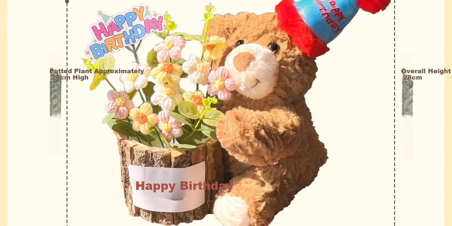 Fan Ye Bear Plush Bouquet Artificial Flowers Knitted Yarn Finished Product Eternal Flower Bouquet Gift for Best Friend Birthday Present 5