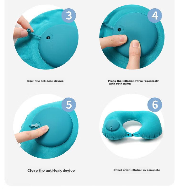 Kelorock Inflatable U-Shaped Travel Pillow Press-to-Inflate Portable Neck Pillow for Airplane High-Speed Train Sleep Support 13