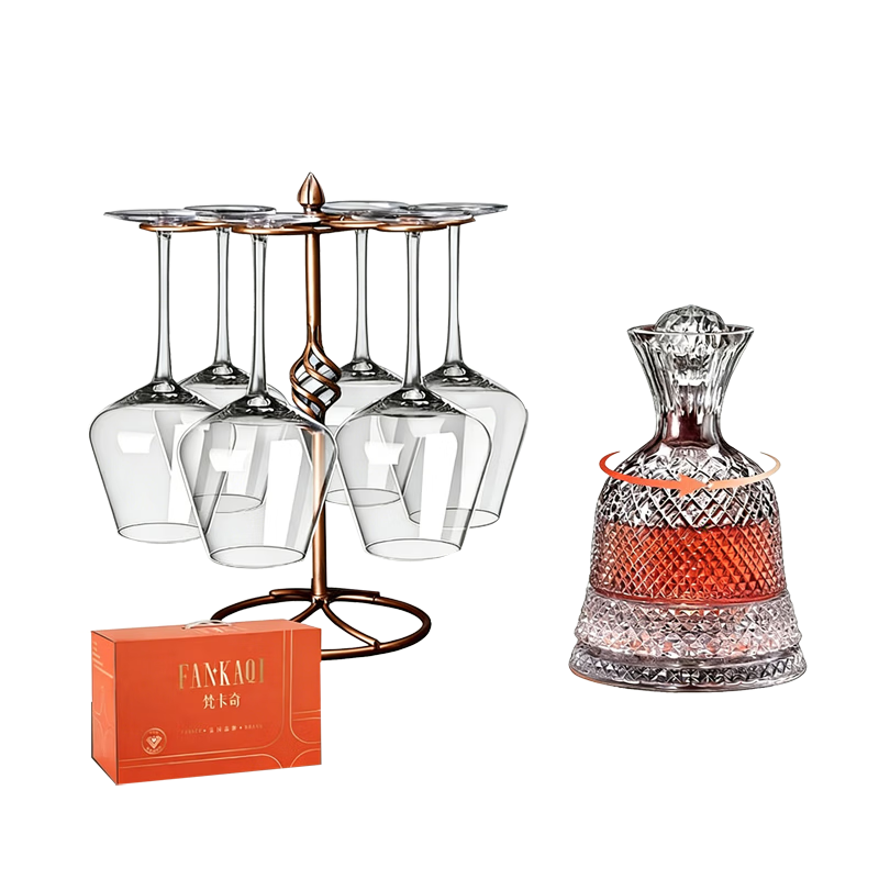 FANKAQI Luxury Crystal Wine Glass Set with Decanter for Housewarming and Wedding Gifts