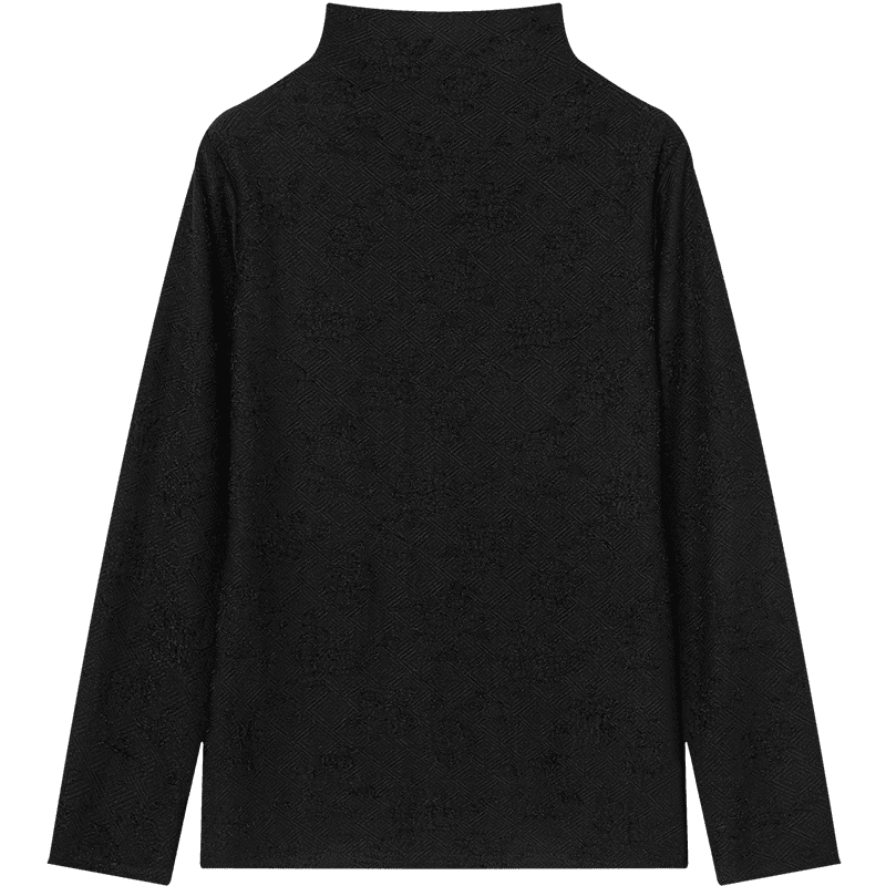 Demana【Instant Slimming】Spring Simple Style High Neck Jacquard Slim Fit Concealing T-Shirt for Women Premium Feel
