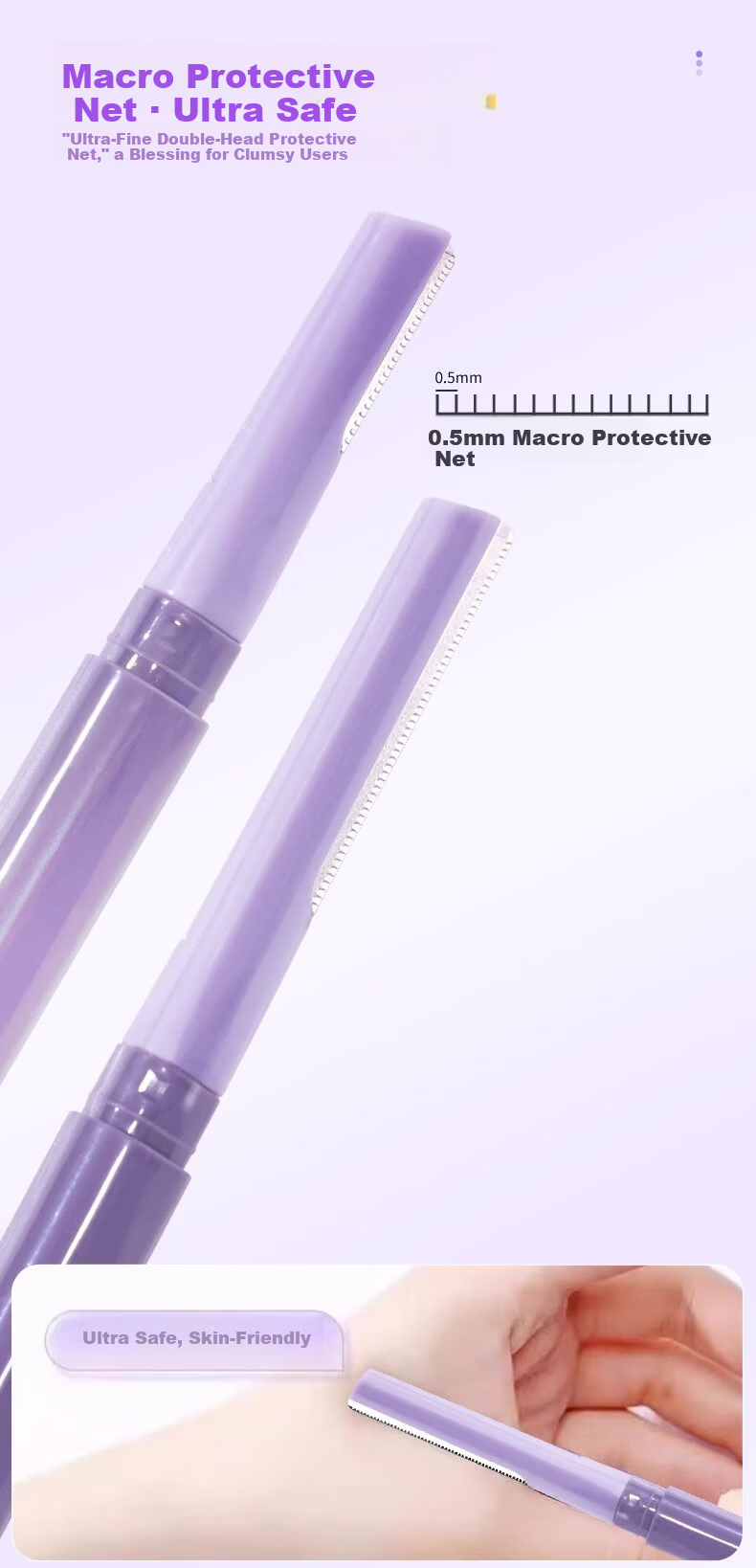 Dongyi Premium Dual-Head Eyebrow Razor Safety Close-Up Anti-Scratch Flat Head Eyebrow Shaver for Women Beginners Tool 4