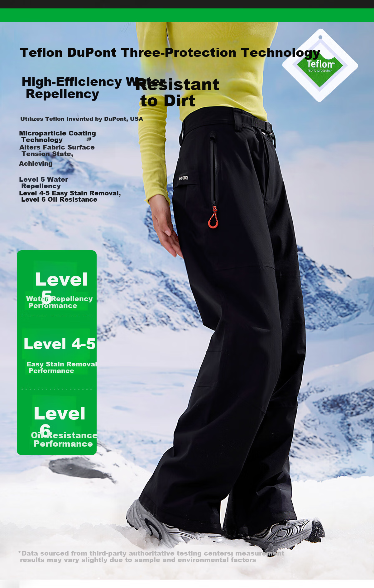 Panda Camel Series Three-Proof Single-Board Ski Pants Unisex Windproof Water-Repellent Straight-Leg Wide-Leg Outdoor Pants 8652 Black, M 4
