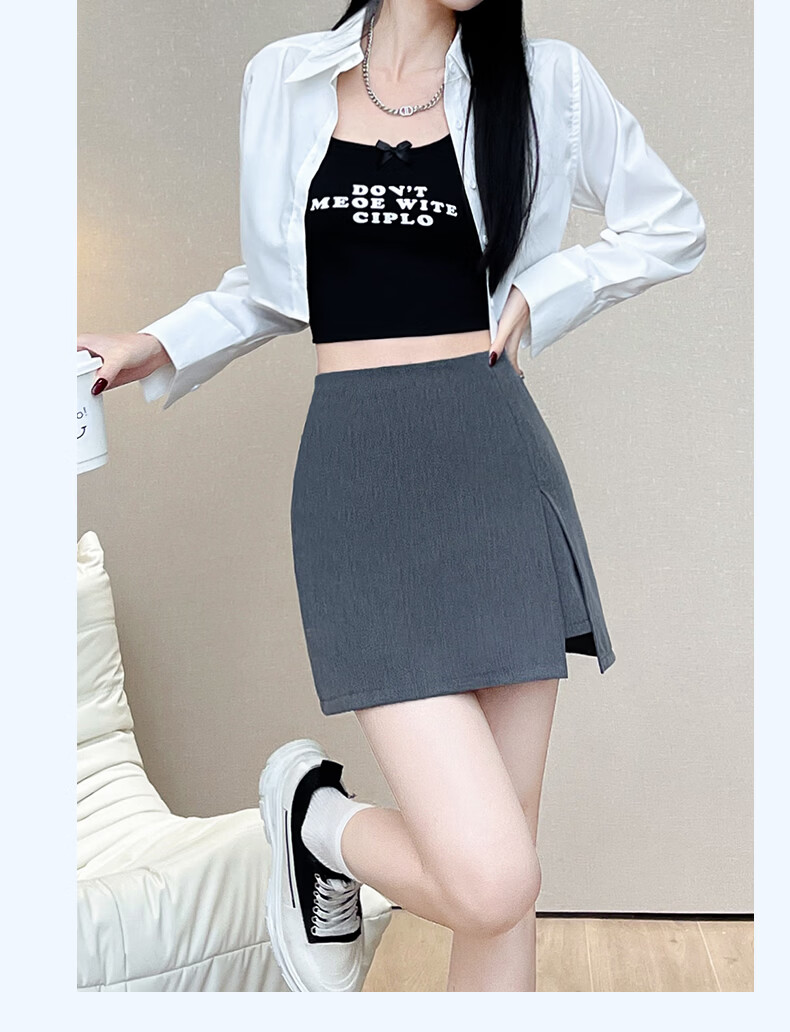 Langsha A-Line High-Waist Slim Fit Hip Skirt Women's Spring Summer 2026 Sexy Split Suit Short Skirt 15