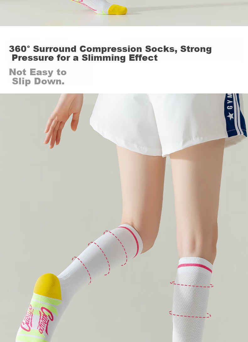 Free Style Women's Compression Socks Professional Sports Fitness Long Tube Muscle Compression Running Jump Rope Yoga Anti-Slip Slimming Calf Socks 7
