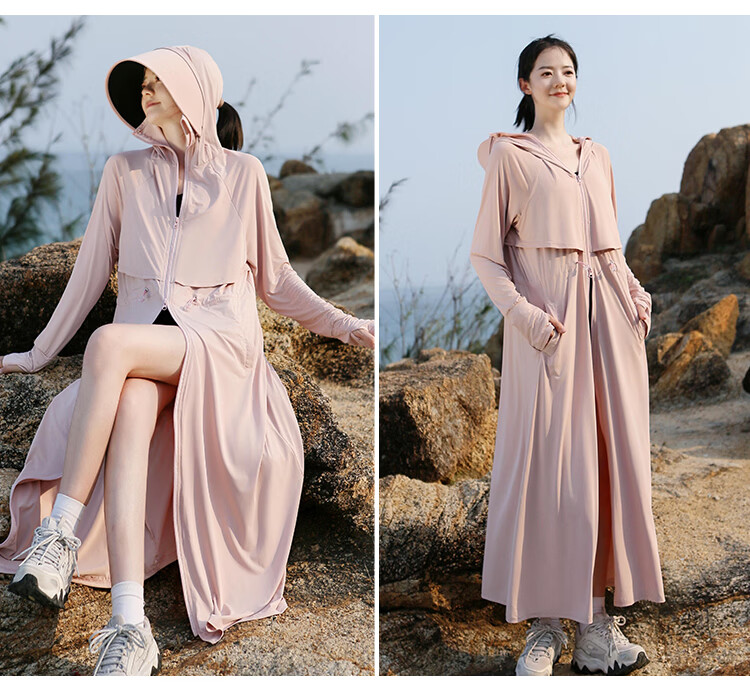 Combo Long Women's Sunscreen Jacket Ice Silk Slim Fit Breathable Full Body Sun Protection Beachwear High UV Protection 23