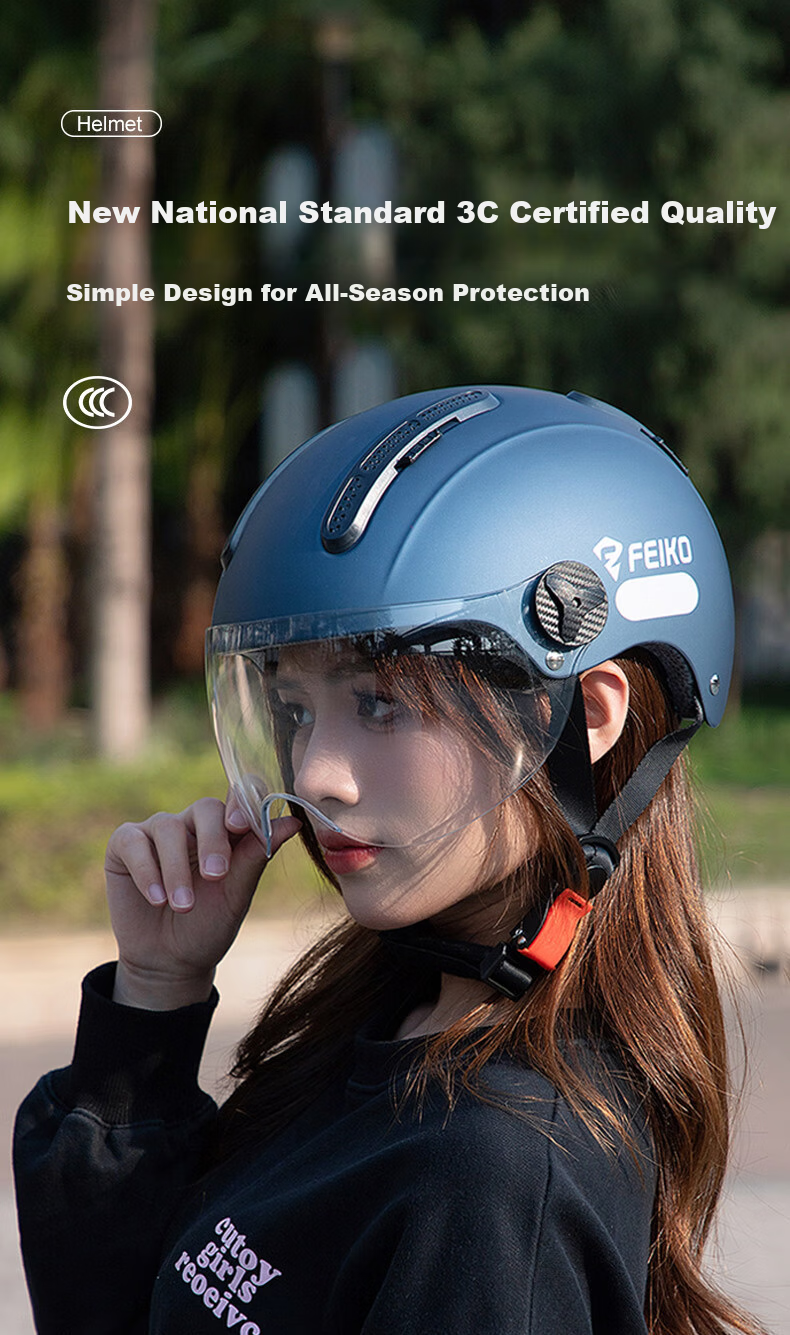 FEIKO 3C Certified New National Standard Electric Vehicle Helmet Four Seasons Sun Protection Breathable Safety Helmet for Men and Women Electric Bicycle White L 1