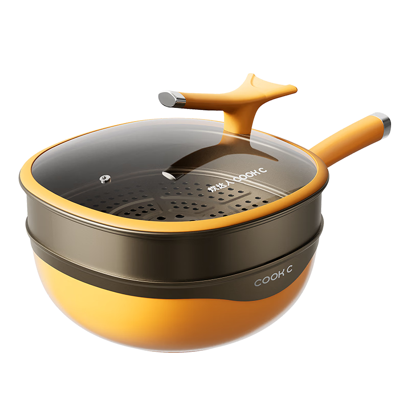 CHUI DA REN Titanium Extreme Rock Non-Stick Frying Pan Multi-Purpose Flat Bottom Stir-Fry Pan for Home Gas and Induction Cookers Durable
