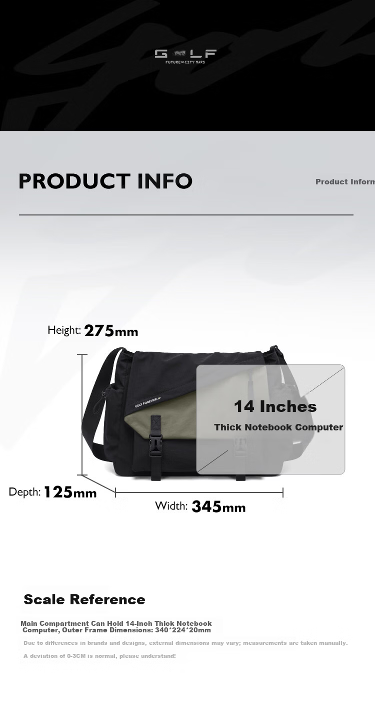 GOLF Lightweight Waterproof Crossbody Shoulder Bag for Men and Women, Outdoor Cycling Sports Bag, Phone and iPad Holder, Student Bag 7
