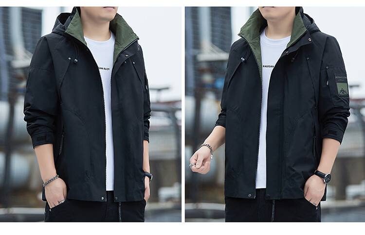 TUCANO Men's Outdoor Mountaineering Windproof Waterproof Casual Jacket Fashion Hooded Coat Black 3XL 13
