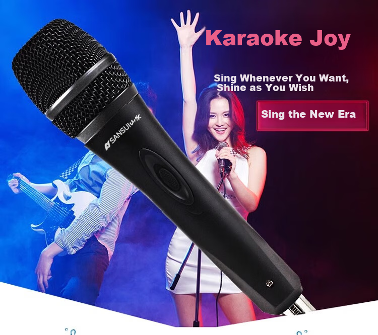 SANSUI S02 Wired Handheld Dynamic Microphone High-Quality KTV Home Singing Speech Stage Performance Classic Black 2