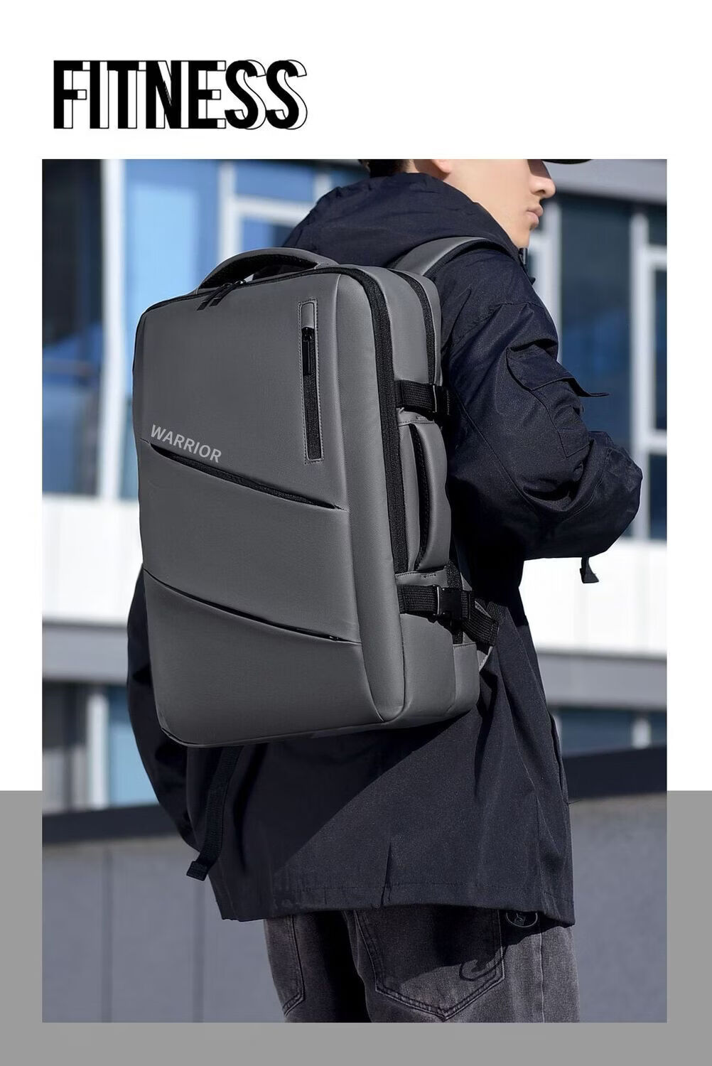 Warrior Large Capacity Men's Backpack Student School Bag Commuter Casual Business Travel 15.6-inch Laptop Backpack 16