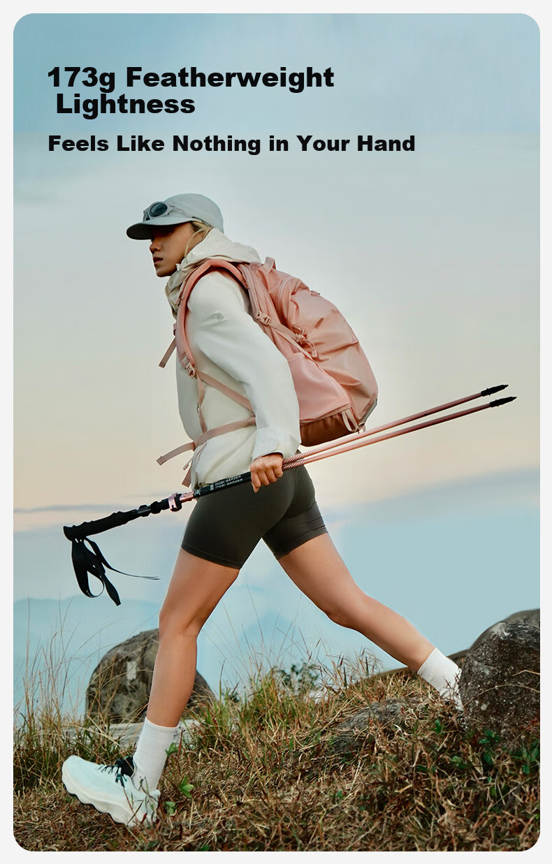 MOBIGARDEN Trekking Pole Outdoor Hiking Carbon Fiber Telescopic Walking Stick NX25667014 Titanium Color 3