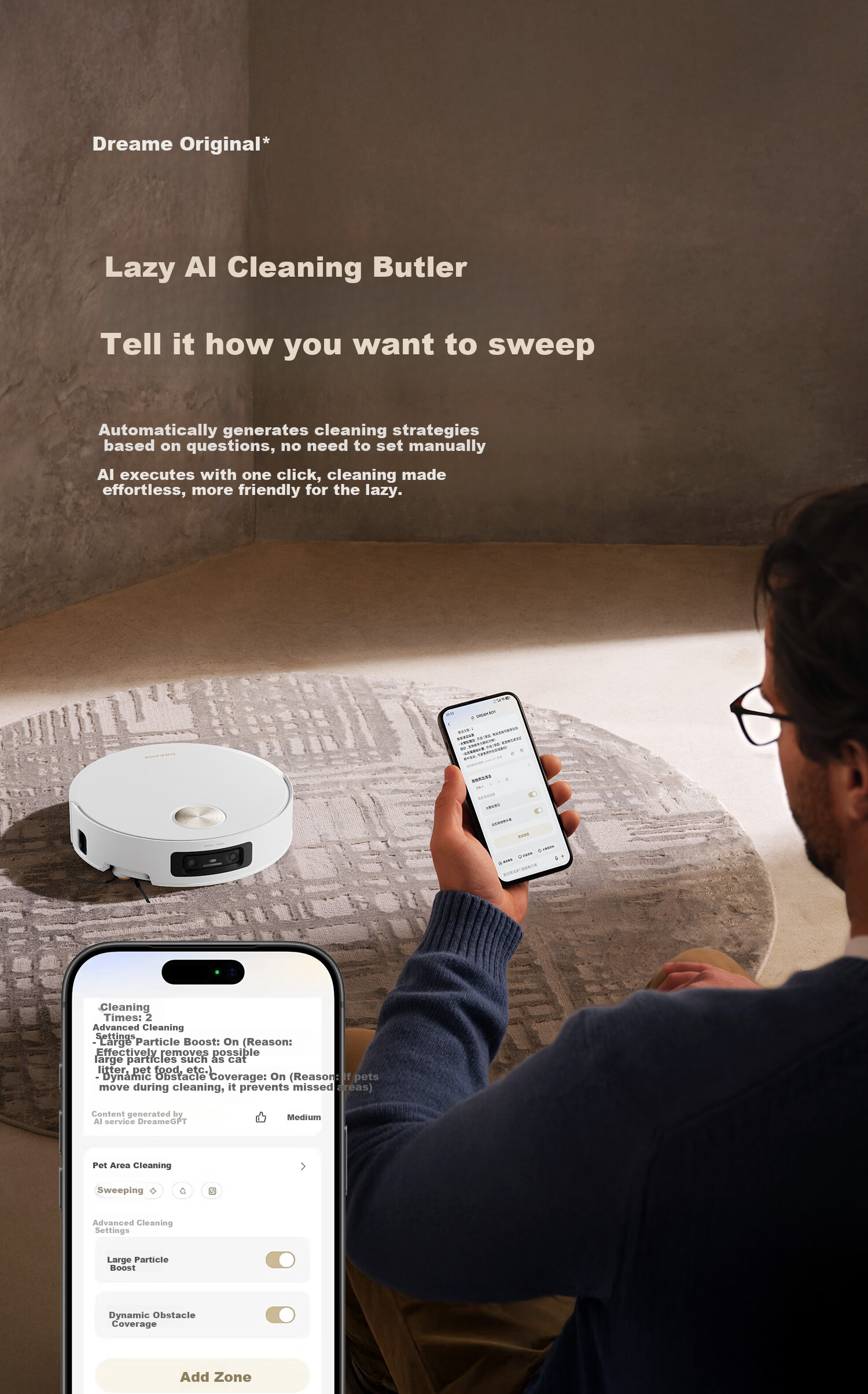 Dreame S60 Selected Drum Sweeping Robot Vacuum Mop Combo Automatic Cleaning Robot Water Tank Version RLH21SE 24