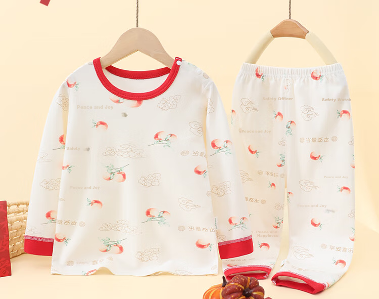 Mumuwu 7A Antibacterial Baby and Toddler Thermal Underwear Set Unisex Autumn Winter Warm Base Layer School Uniform Essential Long Sleeve Top and Pants Two-Piece Set 2