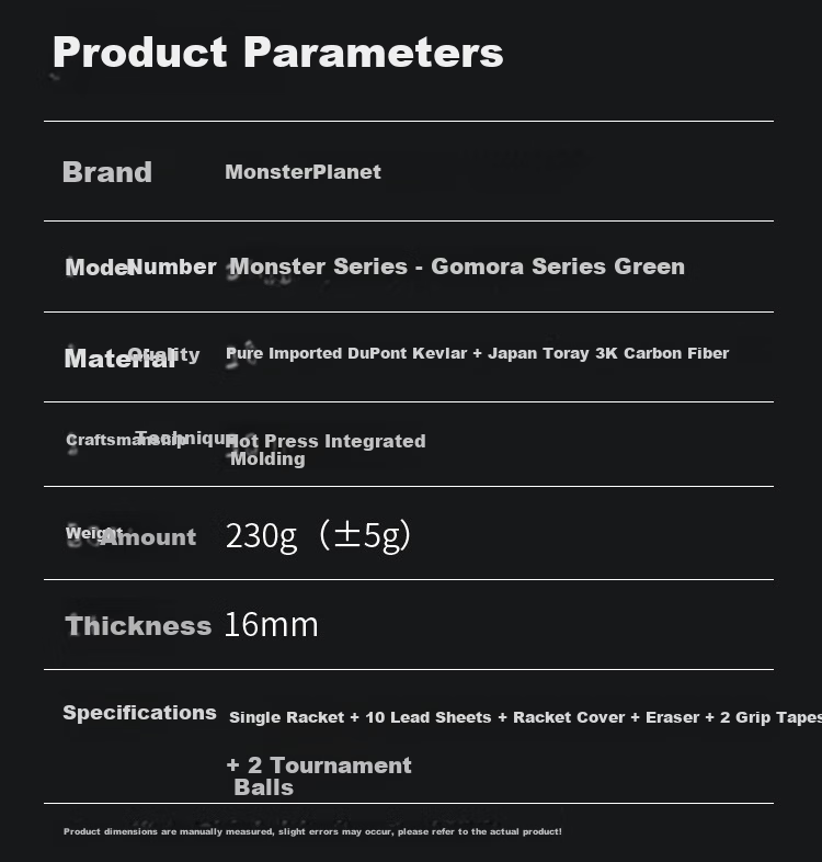 Monsterplanet Monster Planet Pickleball Paddle Imported Kevlar 3K Carbon Fiber Hybrid Gomorra Green 14