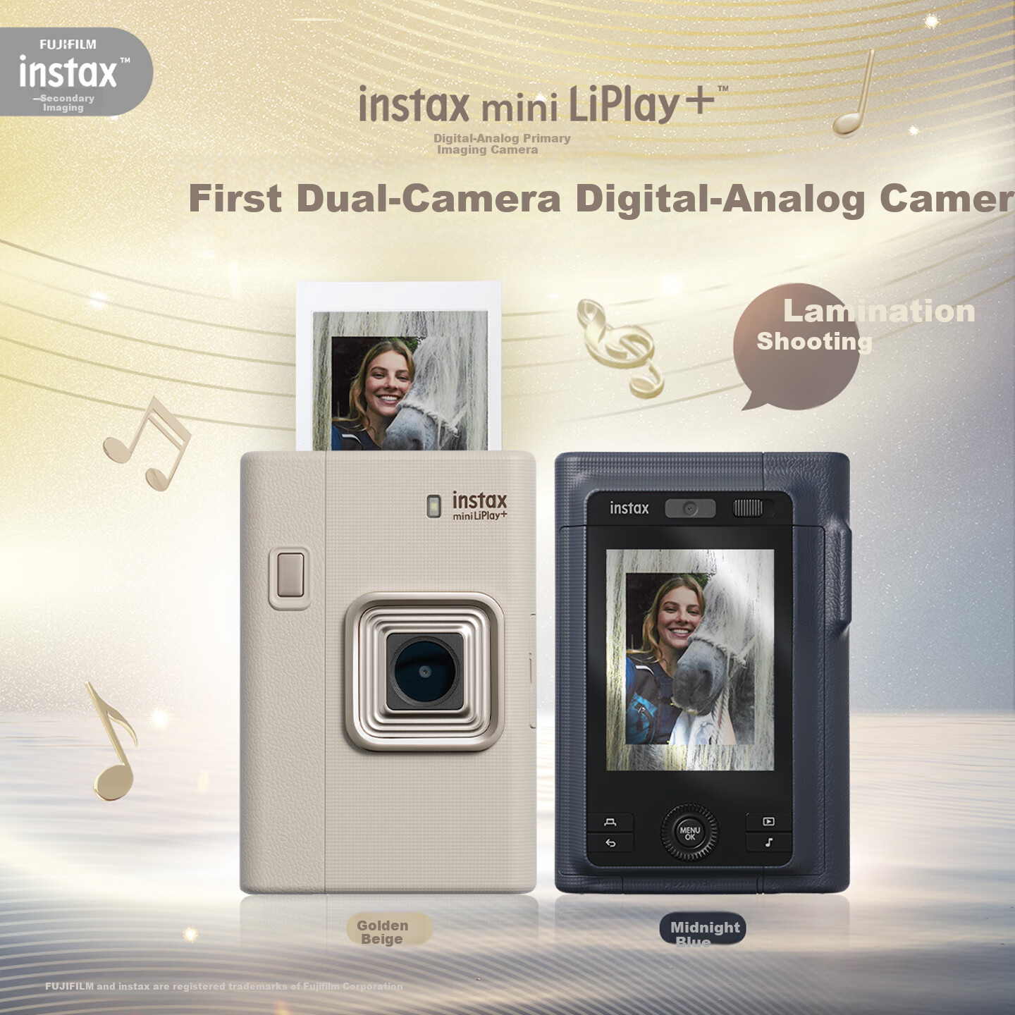 INSTAX Fujifilm Digital Instant Camera Liplay+ Golden Yellow