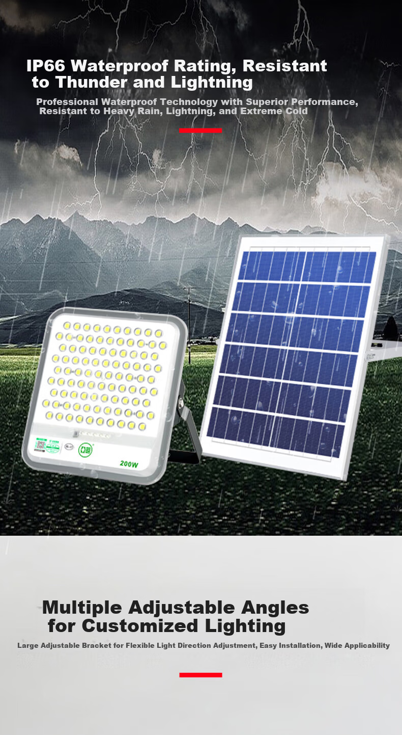 Yaming Solar Outdoor Lighting Garden New Rural Waterproof LED Floodlight Street Light Spotlight 400W 6