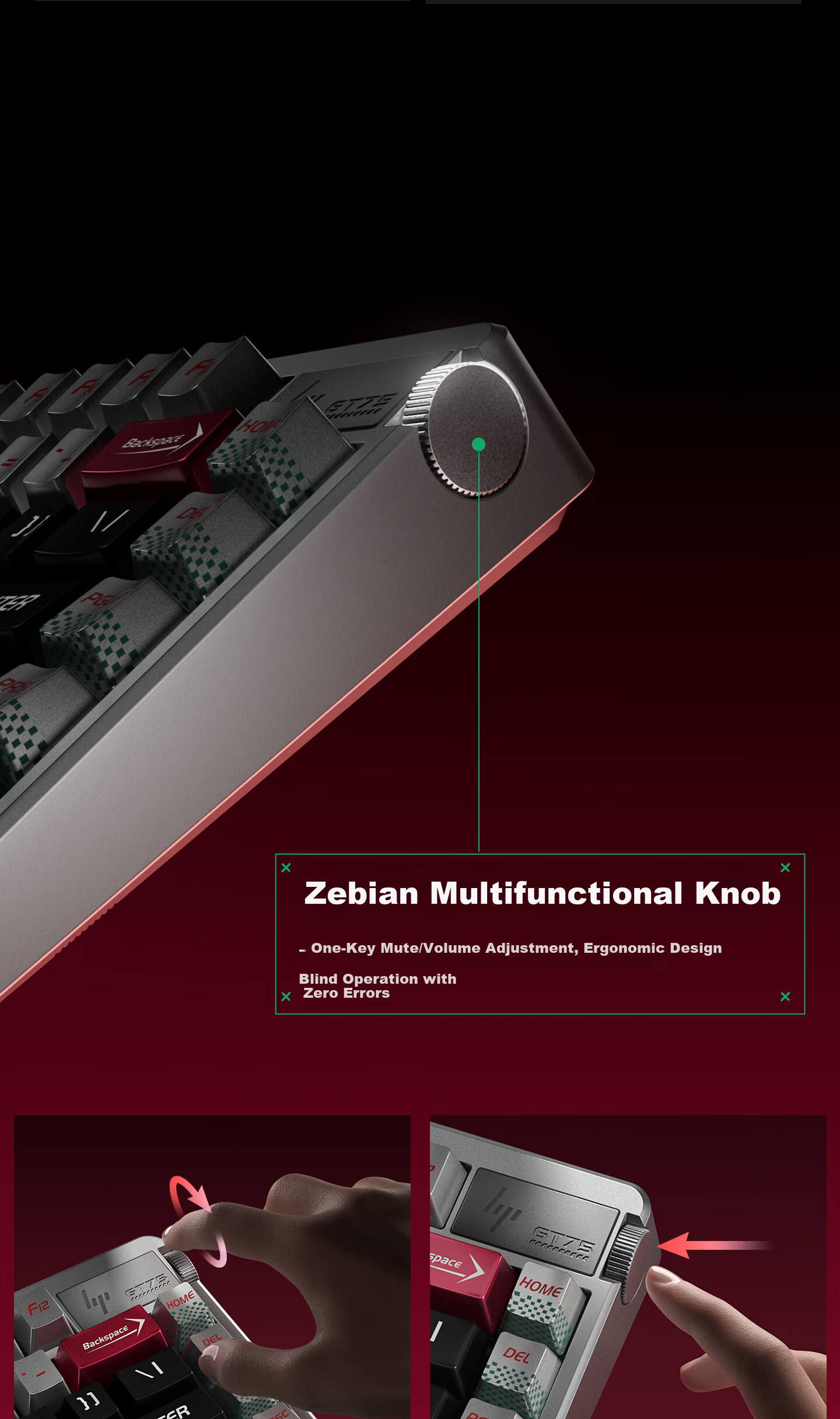 HP GT75 Mechanical Keyboard Wireless Wired Bluetooth Tri-Mode Gasket Custom Gaming Keyboard E-sports Computer Office 75-Key with Knob Quantum Silver Sundae Switch 3