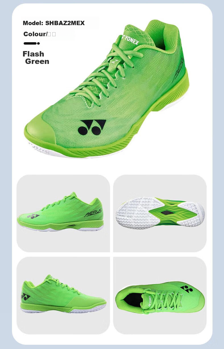 YONEX Badminton Shoes Professional Power Cushion Breathable Shock Absorption Non-Slip Wear-Resistant Ultra-Light 5th Generation SHBAZ2WEX White Green 37.5 8