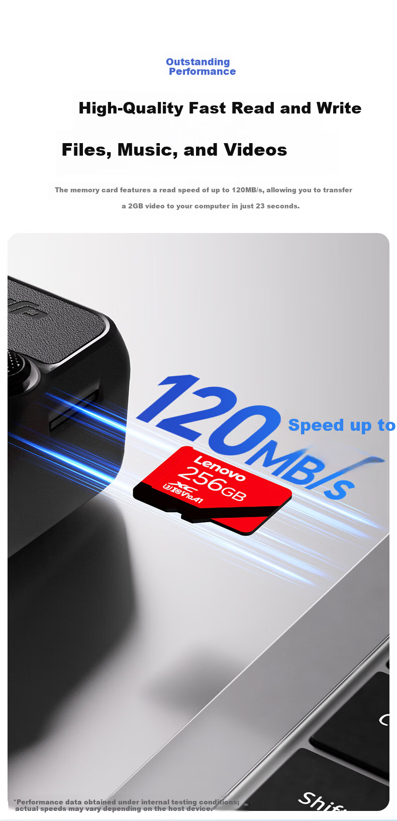 Lenovo 256GB TF (MicroSD) Memory Card A1 U3 V10 120MB/s Read Speed for Dash Cam, Action Camera, Drone, Surveillance Storage Card A02 3