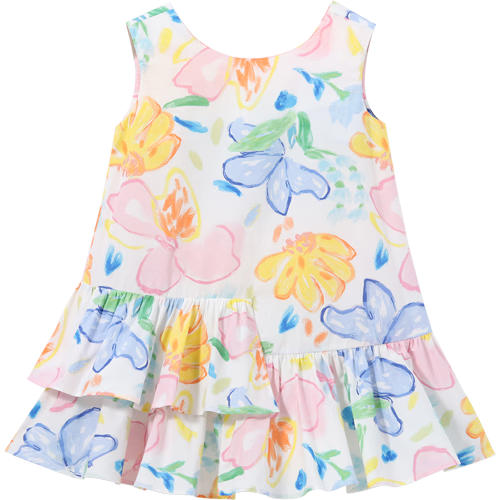 YEEHOO Girls' Dress Children's Dress Big Kids Vest Dress Pastoral Style Printed Fashion Summer White 140