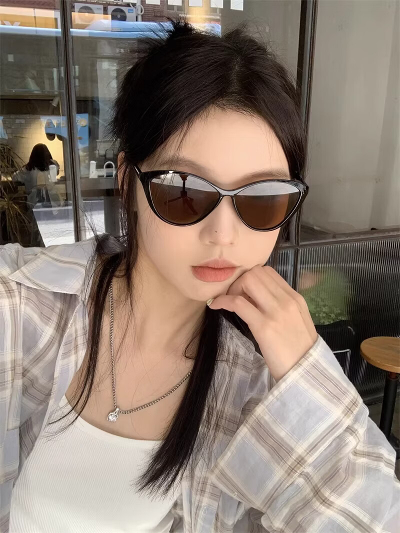 Boshide Cat Eye Sunglasses Retro Black Frame Brown Polarized Sunglasses Slimming for Square and Round Faces Glossy Black Frame Brown Lenses 5