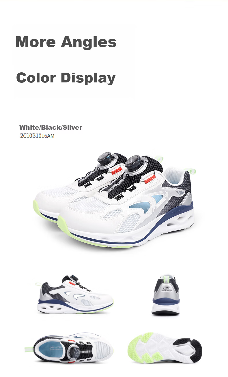 DR·KONG Sports Shoes Spring Unisex Kids Slip-On Button Children Shoes 2C10B1016AM White/Black/Silver Size 35 12