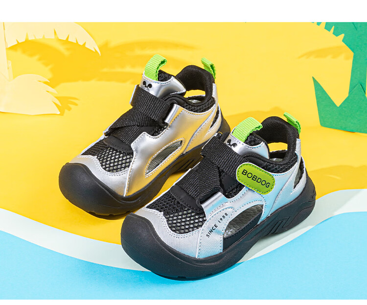 BOBDOG Boys' Summer Breathable Casual Shoes Kids' Sandals Children's Frame Shoes 104562010 Black/Silver Size 30 5