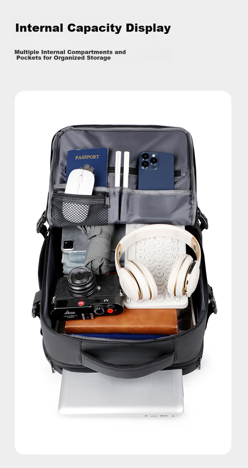 361° Backpack Men's Business Large Capacity Dual Shoulder Bag Independent Laptop Compartment Commuter Travel Casual Bag 19