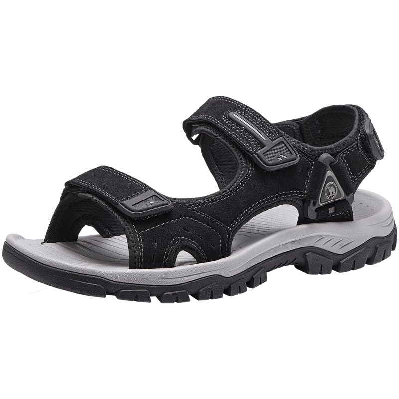 CAMEL Brand Sandals for Men with Velcro Straps, Beach Shoes, Casual Shoes P16M307016 Black Size 41 Father's Day Gift