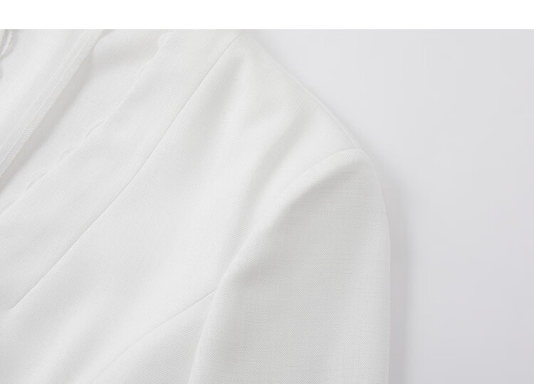 Demana [Light Business] Spring V-Neck Lace Single Button Three-Quarter Sleeve Double Piped Pocket Waist-Cinched Women's Blazer 16