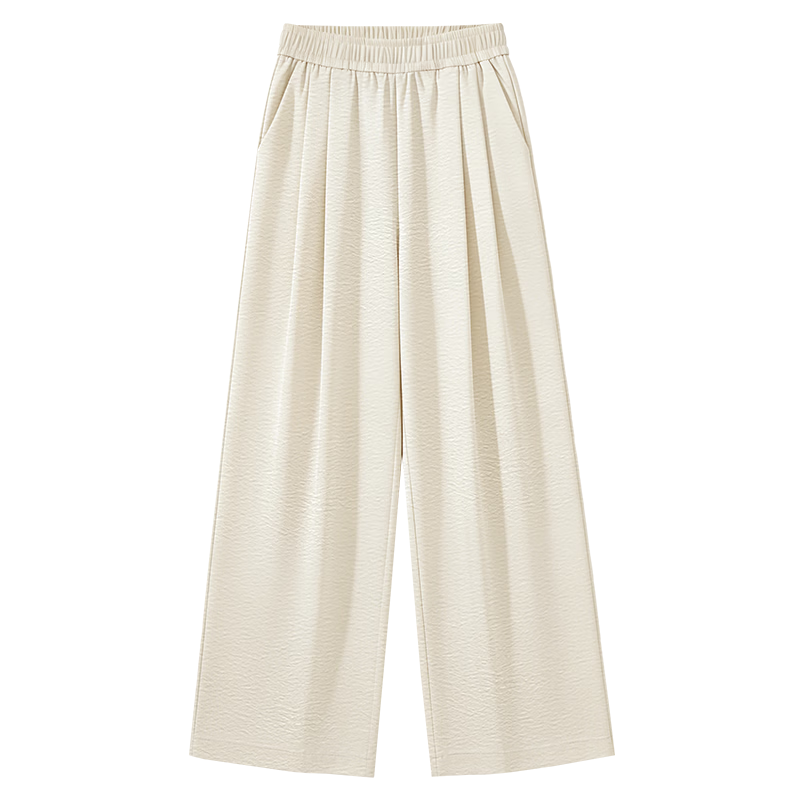 La Chapelle Textured Milk Puff Wide-Leg Pants for Women 2026 Summer New High-Waist Draped Slimming Lightweight Breathable Casual Pants