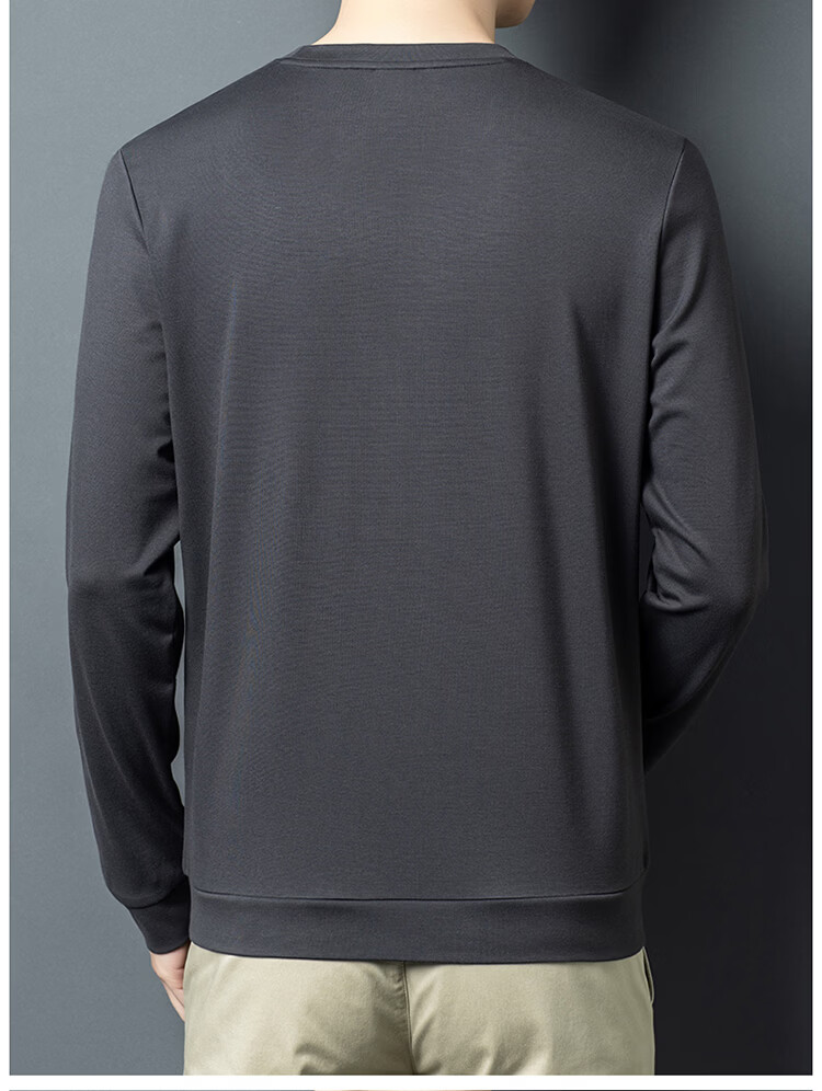 Edenbo Men's Long Sleeve Crew Neck Sweatshirt Four-Way Stretch Skin-Friendly Top Black 180/96A (2XL) 14