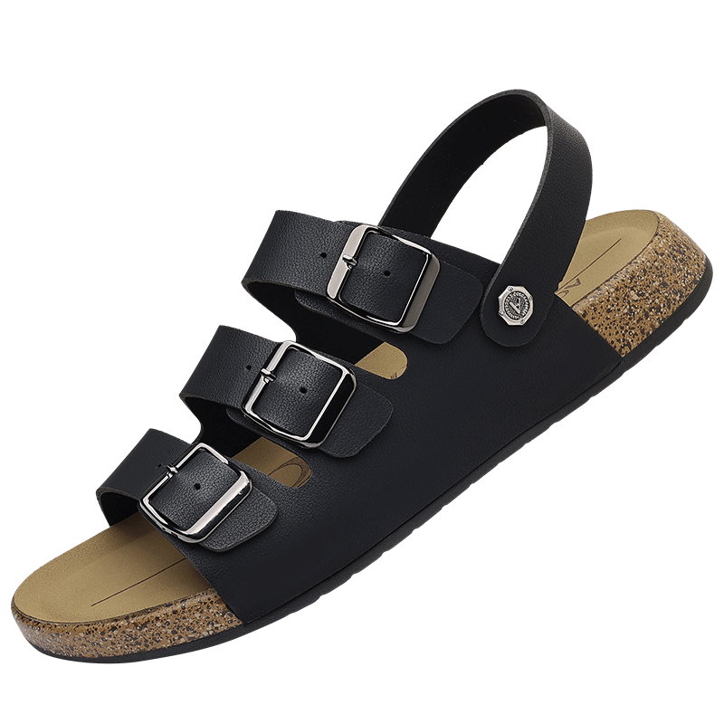 Aokang Summer Men's Casual Beach Sandals Black Size 42