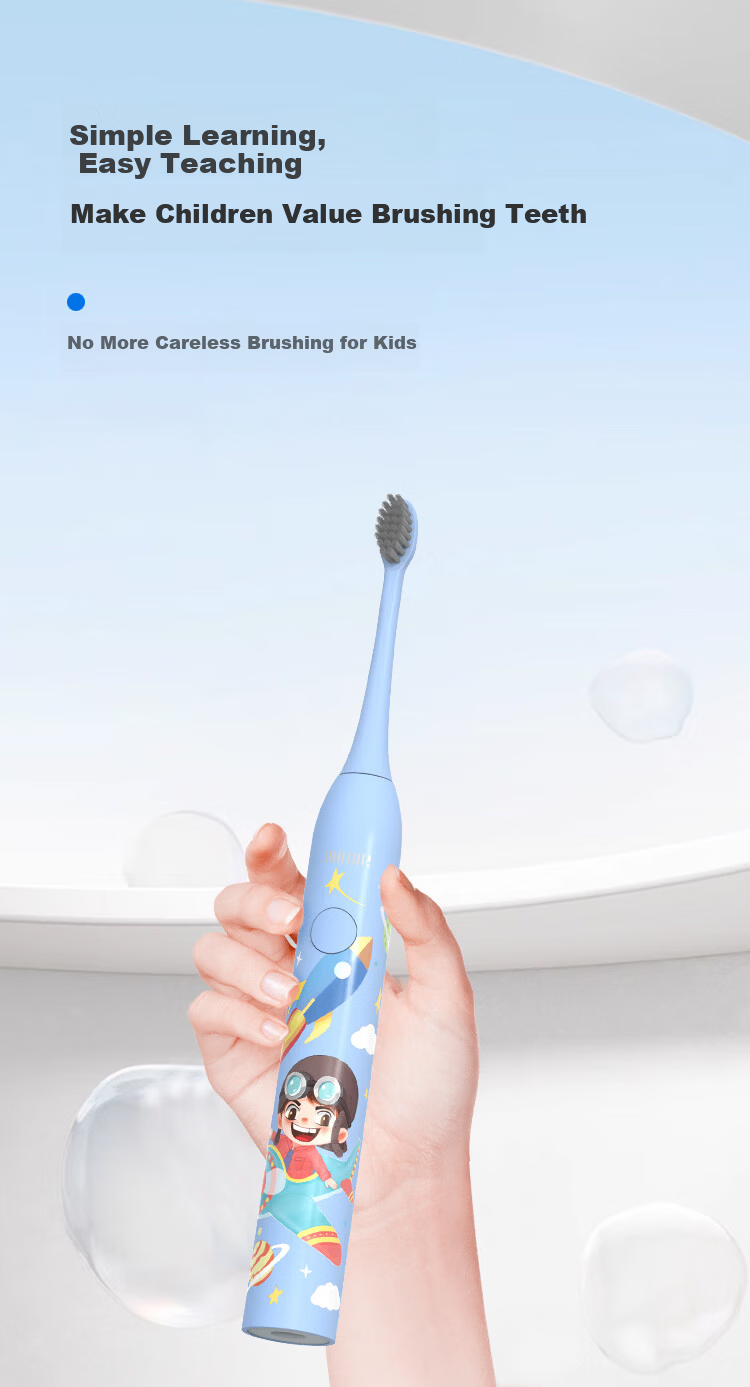 Simple Youth Children's Electric Toothbrush Soft Vibration Gentle Bristles for Sensitive Kids Effective Cavity Prevention Blue Children's Gift Birthday Present 1