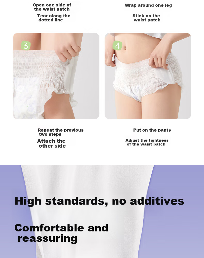 October Crystal Magic Tape Side Daytime Pants L Size 3 Pieces Sanitary Sleep Pants Women Menstrual Period Maternity Pants 7