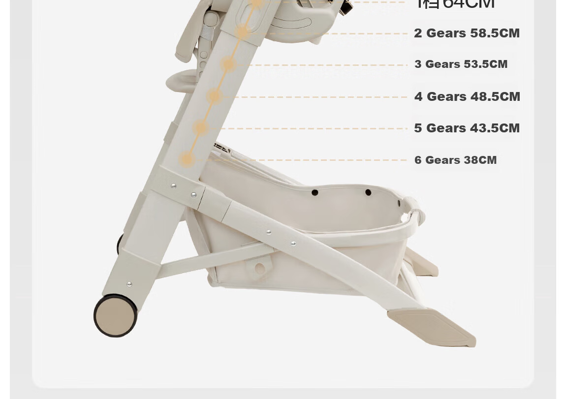 BEIE Baby High Chair Toddler Dining Chair Children's Growth Chair Infant Rocking Chair Royal Classic Without Basket 27