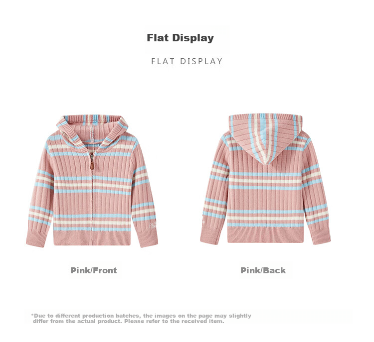 Disney Striped Hooded Knit Cardigan 2026 New Stylish Zip-up Sweater Jacket Pink 110 3