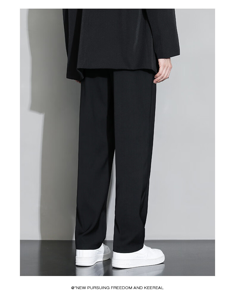 MULINSEN Men's Casual Straight-Leg Dress Pants Solid Color Simple Versatile Black 4XL 10